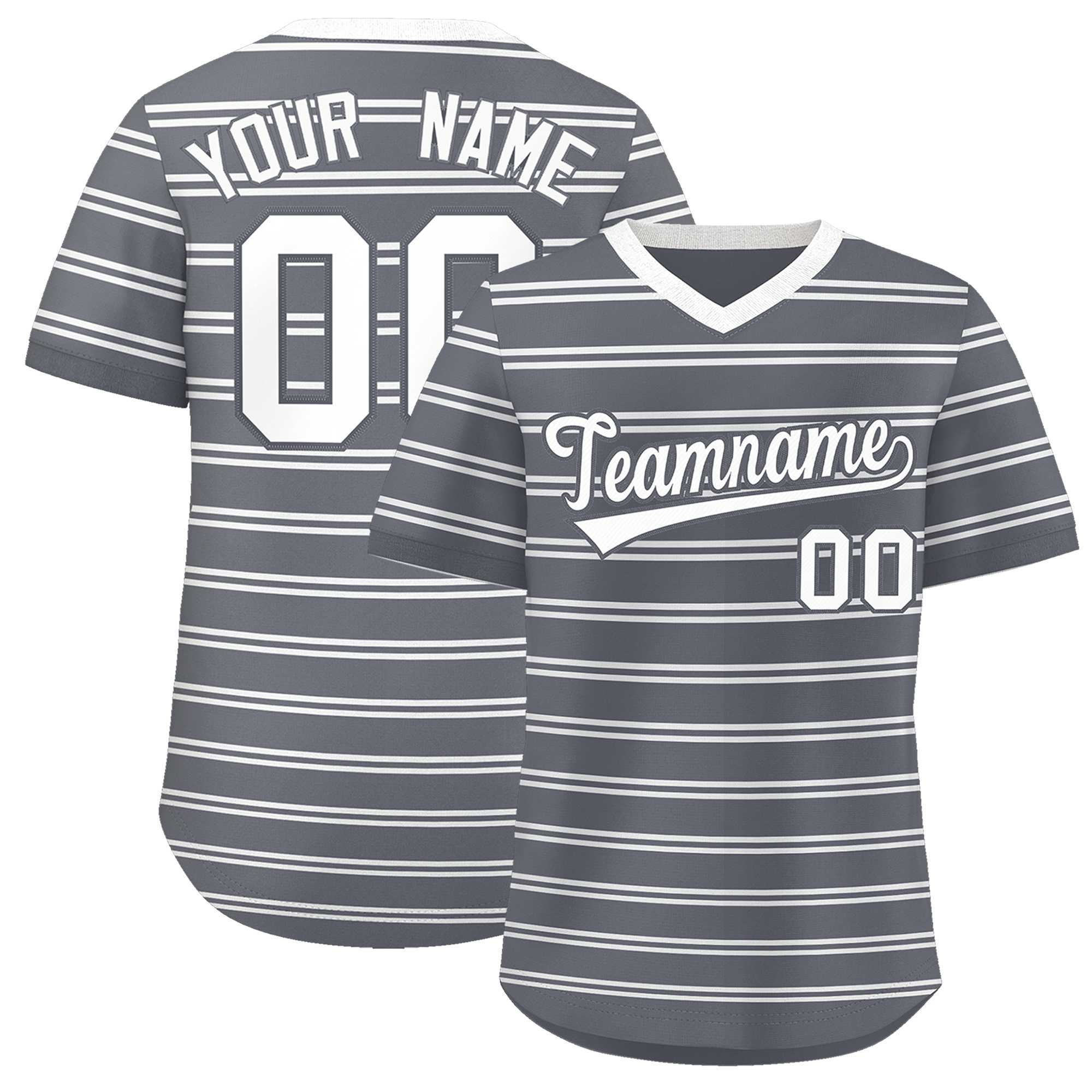 Custom Dark Gray White Personalized Horizontal Stripe Authentic Pullover Baseball Jersey