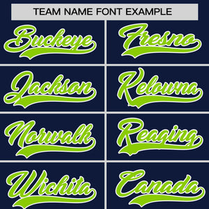 Custom Navy Neon Green Personalized Horizontal Stripe Authentic Pullover Baseball Jersey