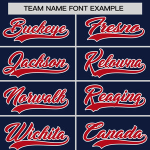 Custom Navy Red Personalized Horizontal Stripe Authentic Pullover Baseball Jersey