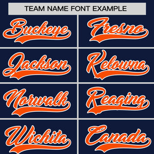 Custom Navy Orange Personalized Horizontal Stripe Authentic Pullover Baseball Jersey