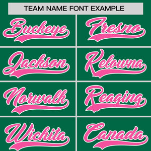 Custom Kelly Green Pink Personalized Horizontal Stripe Authentic Pullover Baseball Jersey