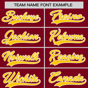 Custom Crimson Gold Personalized Horizontal Stripe Authentic Pullover Baseball Jersey