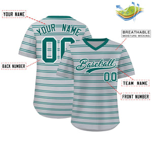 Custom Gray Aqua Personalized Horizontal Stripe Authentic Pullover Baseball Jersey