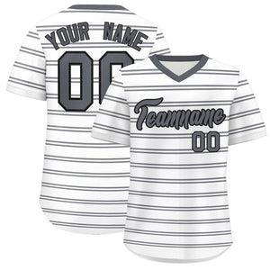 Custom White Dark Gray-White Personalized Horizontal Stripe Authentic Pullover Baseball Jersey