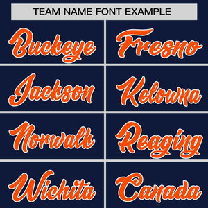 Custom Navy Orange Personalized Horizontal Stripe Authentic Pullover Baseball Jersey