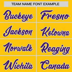 Custom Gold Purple Personalized Horizontal Stripe Authentic Pullover Baseball Jersey