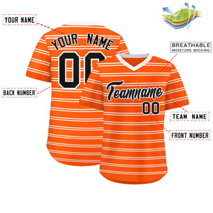 Custom Orange White Personalized Horizontal Stripe Authentic Pullover Baseball Jersey