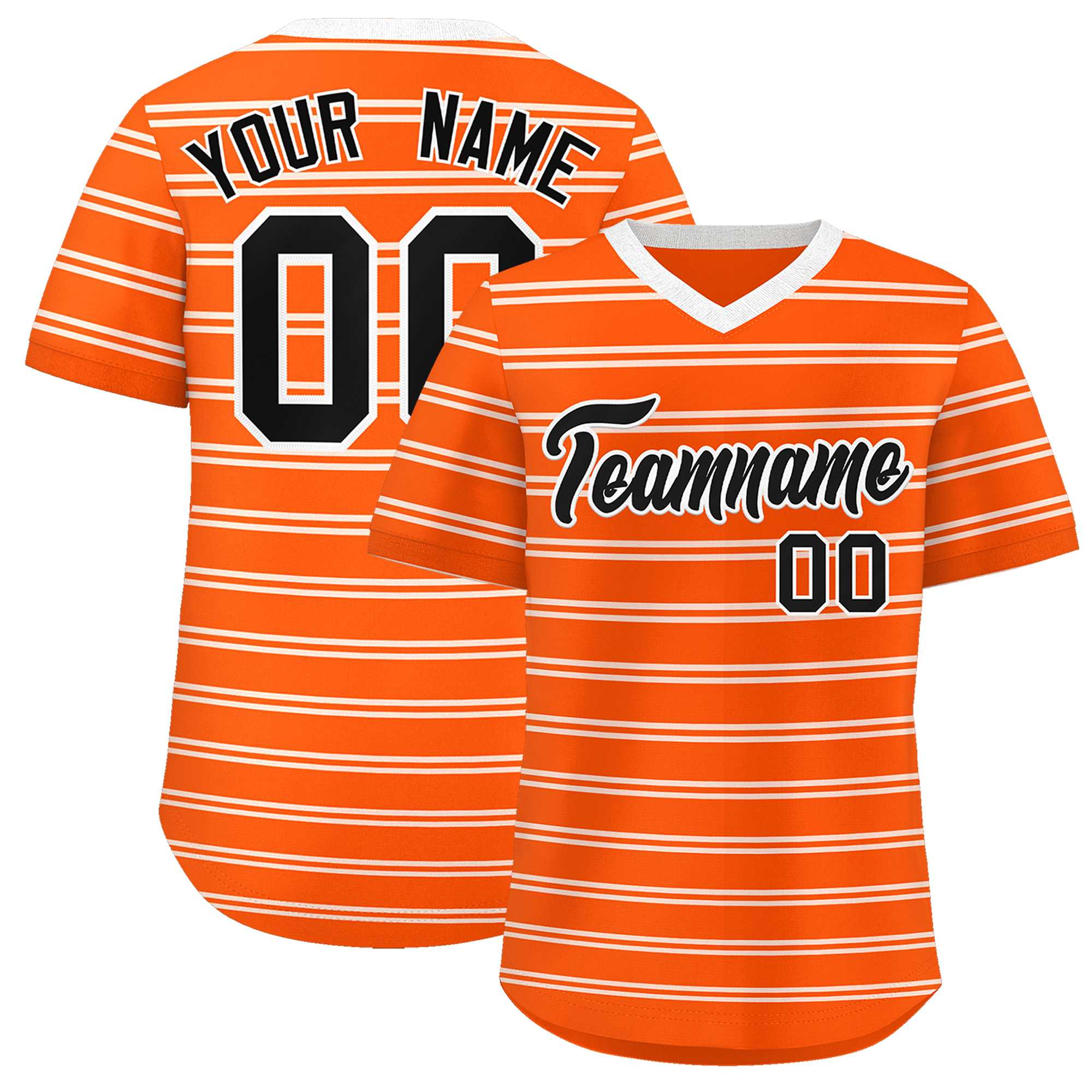 Custom Orange White Personalized Horizontal Stripe Authentic Pullover Baseball Jersey