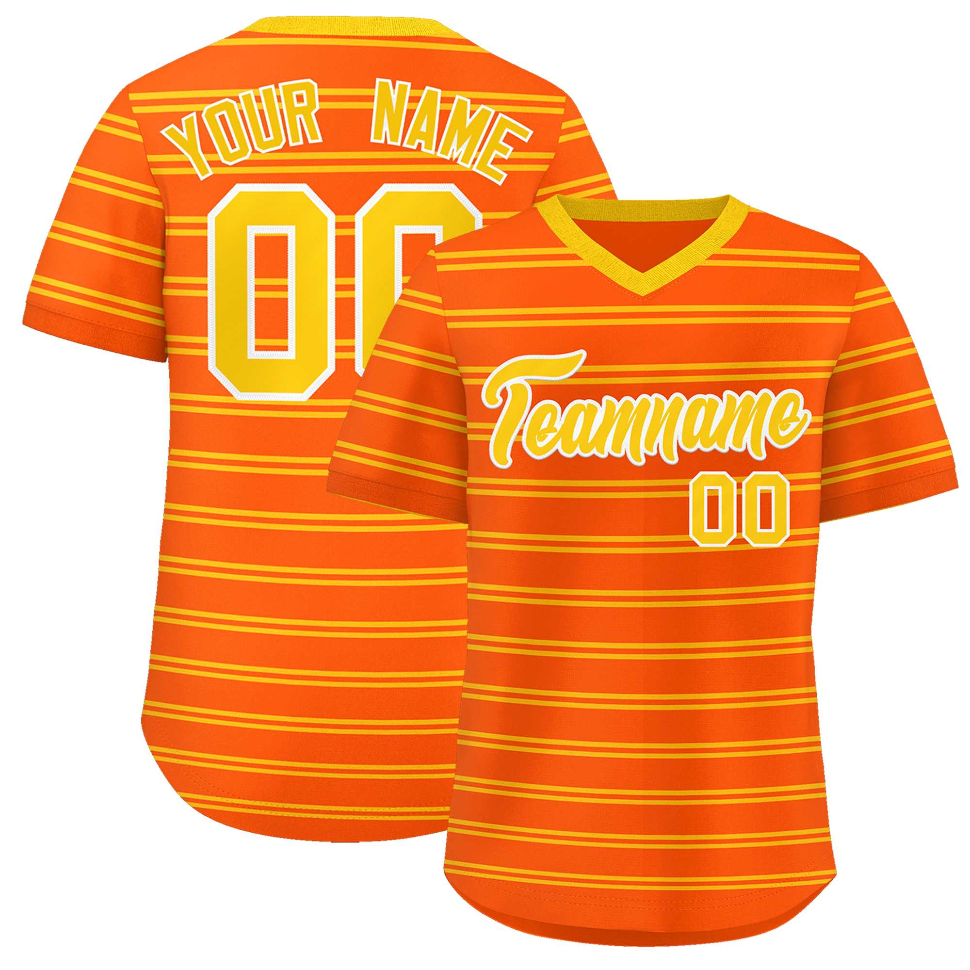 Custom Orange Gold Personalized Horizontal Stripe Authentic Pullover Baseball Jersey