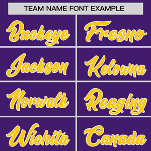 Custom Purple Gold Personalized Horizontal Stripe Authentic Pullover Baseball Jersey