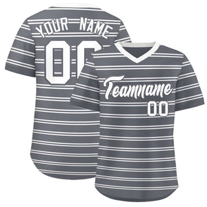 Custom Dark Gray White Personalized Horizontal Stripe Authentic Pullover Baseball Jersey