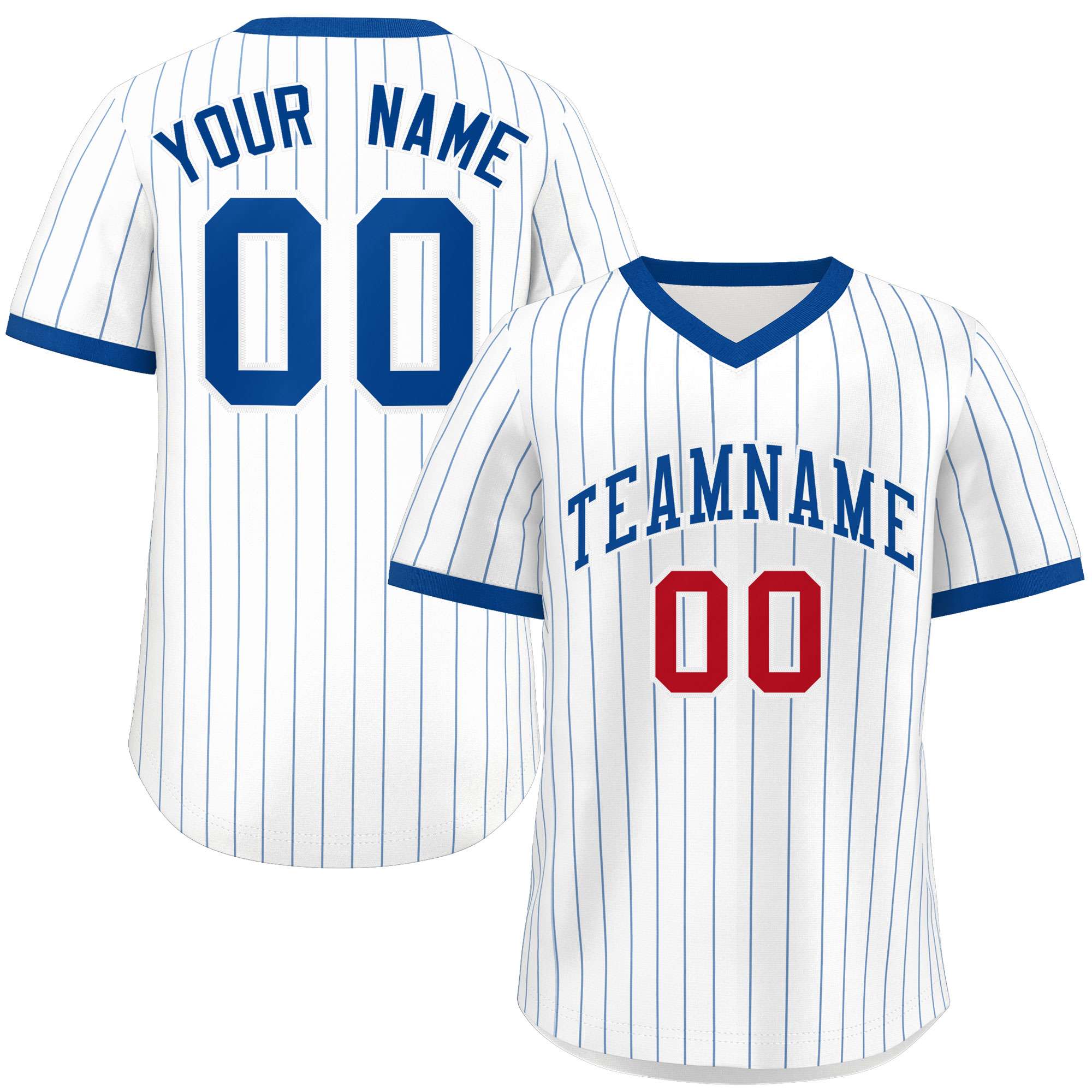 Custom White Royal Stripe Fashion Authentic Pullover Baseball Jersey