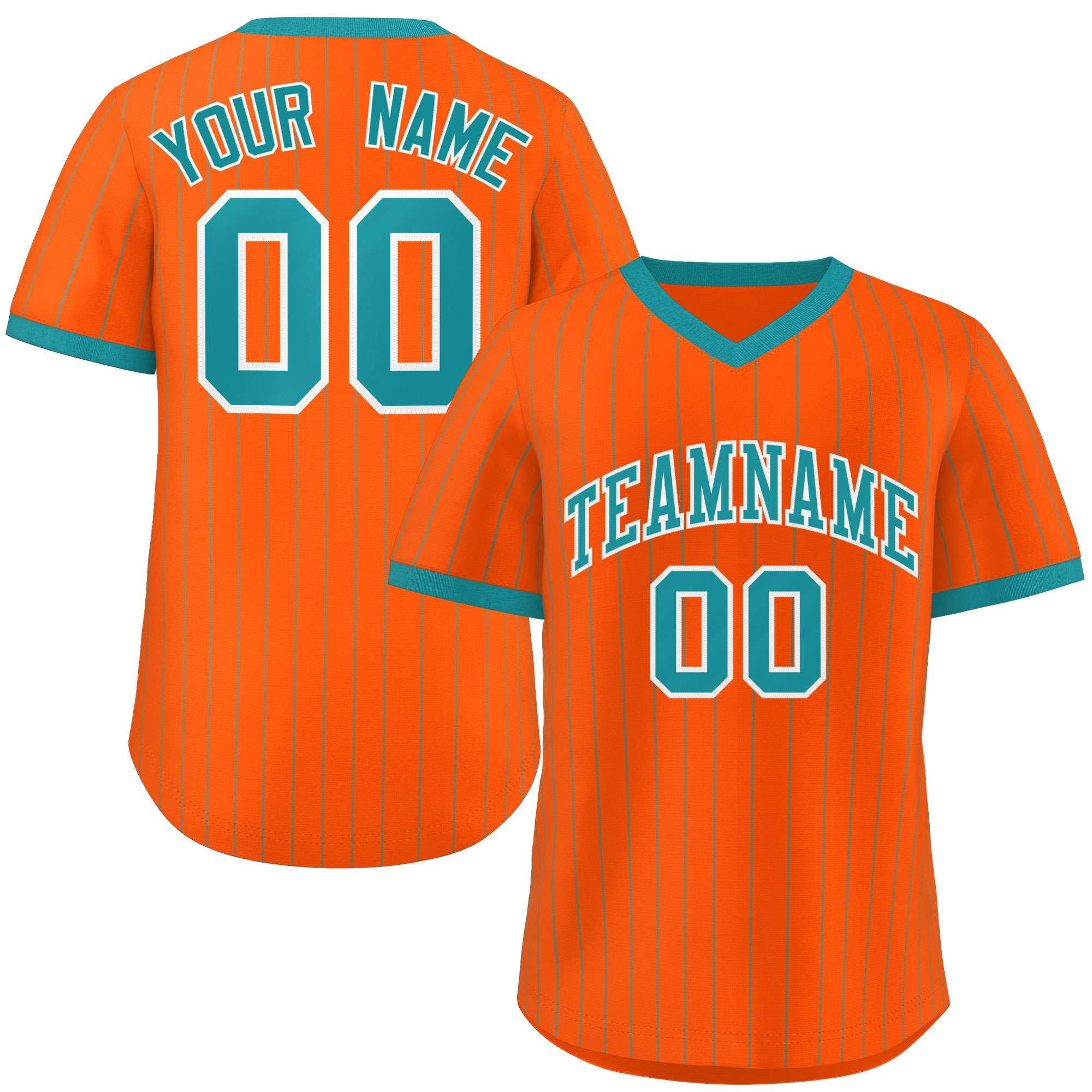 Custom Orange Aqua Stripe Fashion Authentic Pullover Baseball Jersey