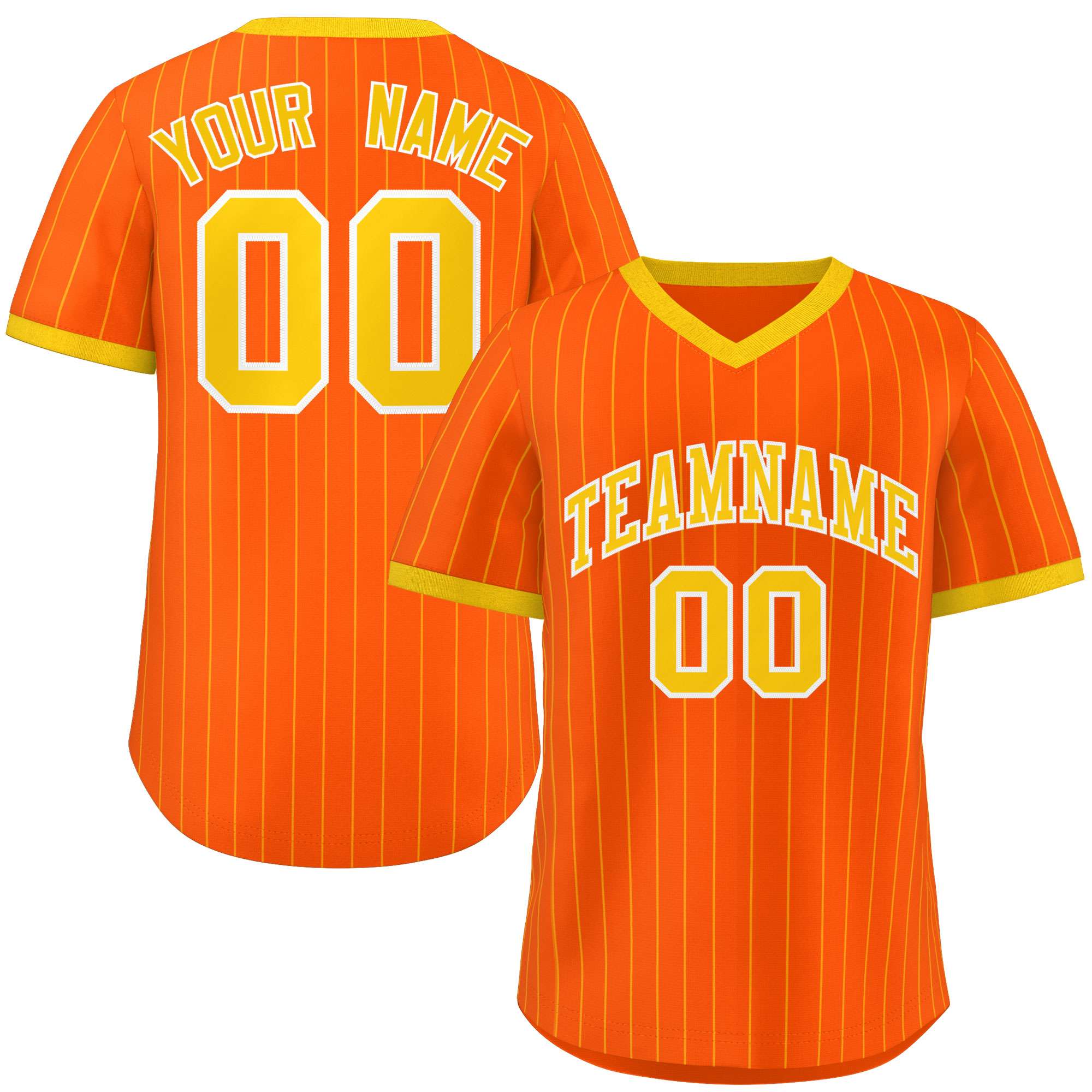 Custom Orange Gold Stripe Fashion Authentic Pullover Baseball Jersey