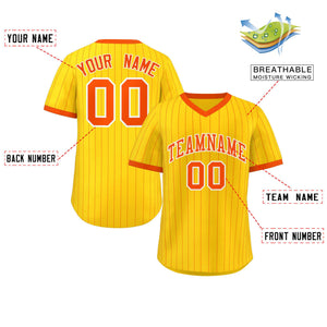 Custom Gold Orange Stripe Fashion Authentic Pullover Baseball Jersey