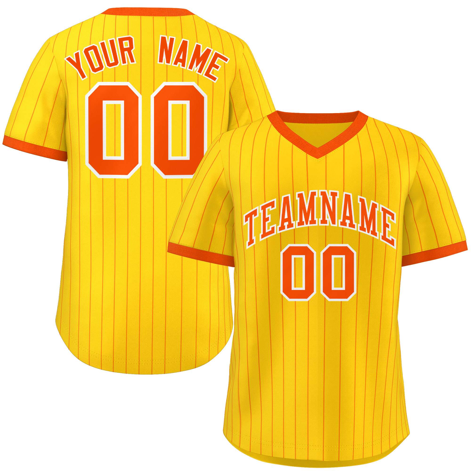 Custom Gold Orange Stripe Fashion Authentic Pullover Baseball Jersey