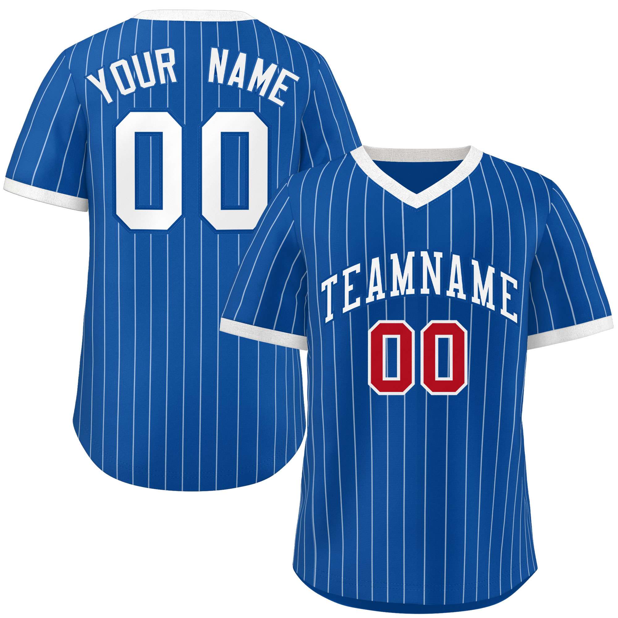 Custom Royal White Stripe Fashion Authentic Pullover Baseball Jersey