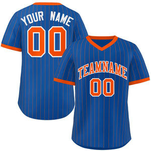 Custom Royal Orange Stripe Fashion Authentic Pullover Baseball Jersey