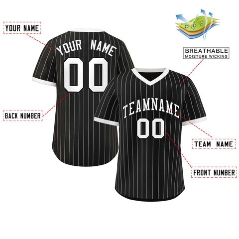 Custom Black White Stripe Fashion Authentic Pullover Baseball Jersey