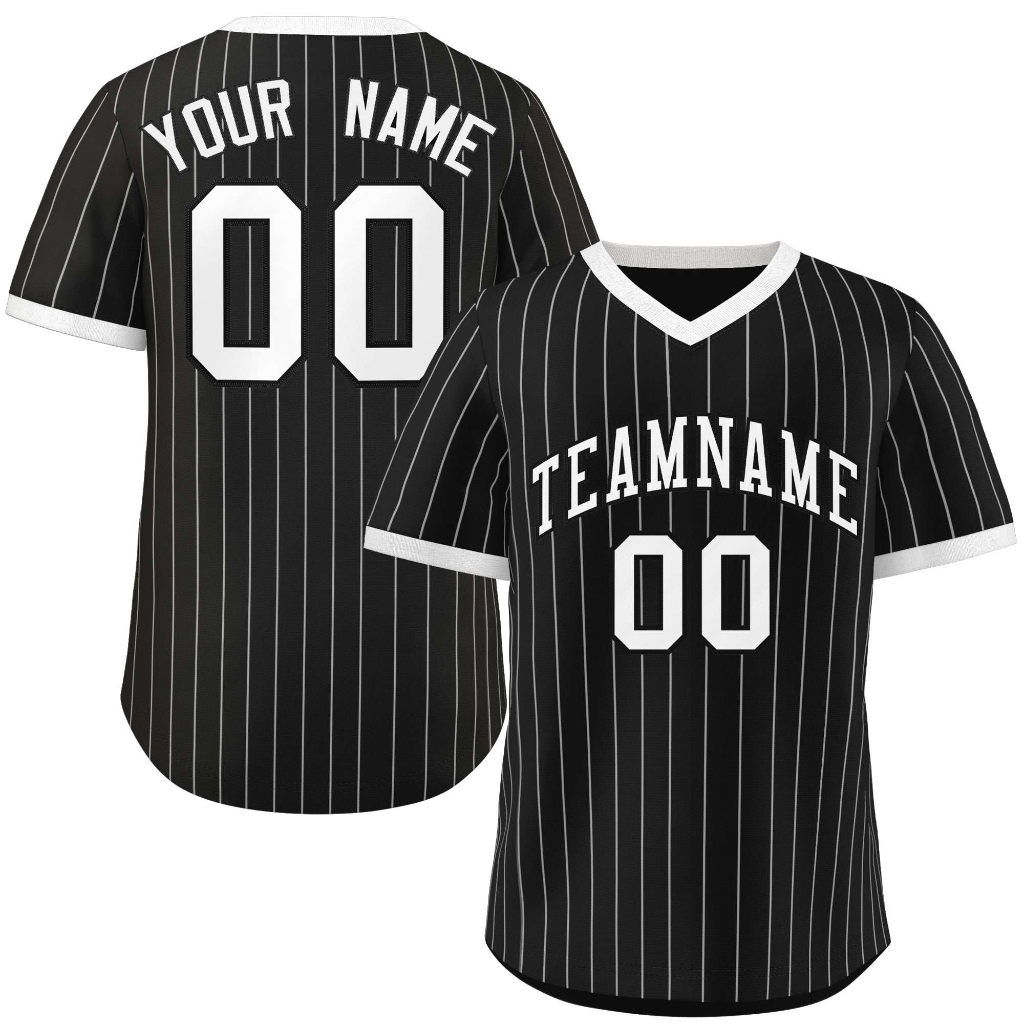 Custom Black White Stripe Fashion Authentic Pullover Baseball Jersey