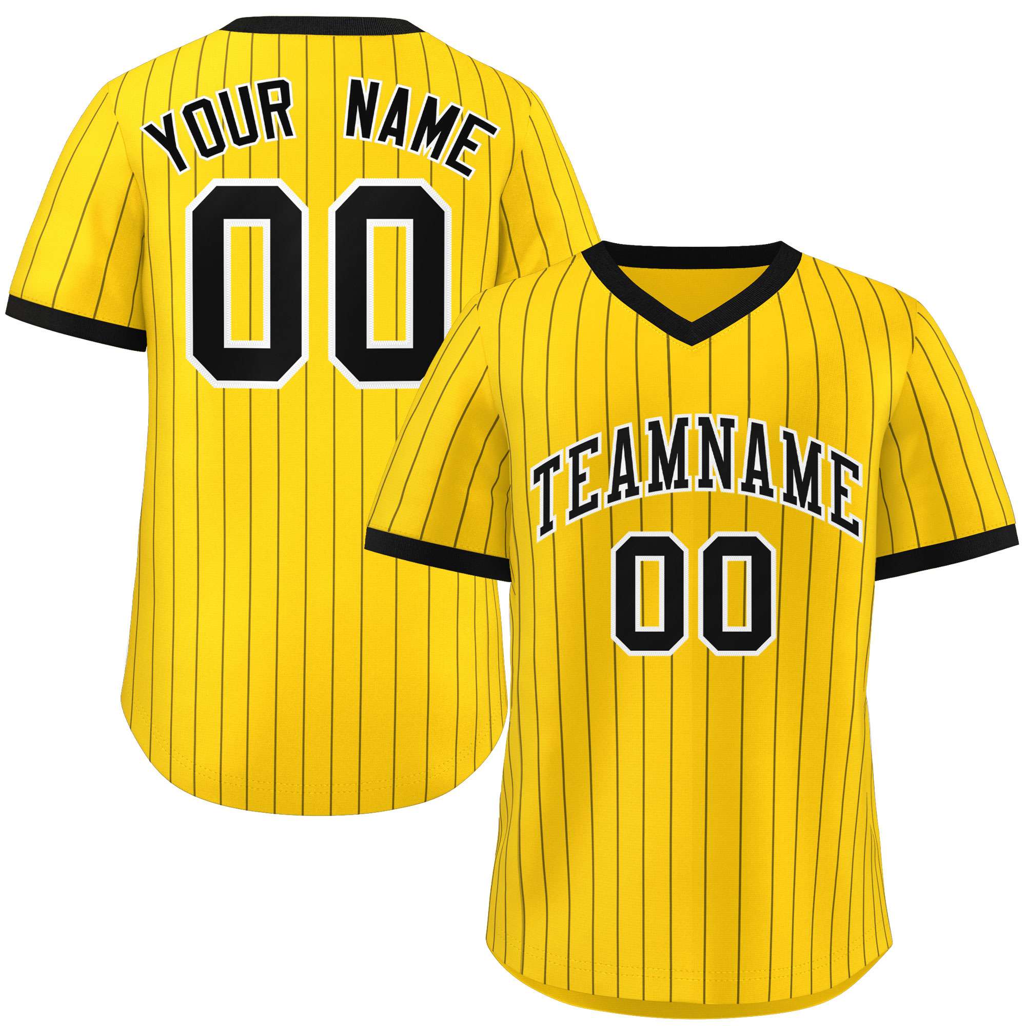 Custom Gold Black Stripe Fashion Authentic Pullover Baseball Jersey