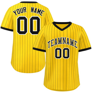 Custom Gold Black Stripe Fashion Authentic Pullover Baseball Jersey