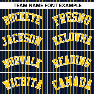 Custom Navy Gold Stripe Fashion Authentic Pullover Baseball Jersey