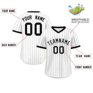 Custom White Black Stripe Fashion Authentic Pullover Baseball Jersey