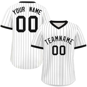 Custom White Black Stripe Fashion Authentic Pullover Baseball Jersey