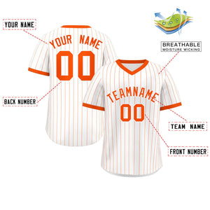 Custom White Orange Stripe Fashion Authentic Pullover Baseball Jersey