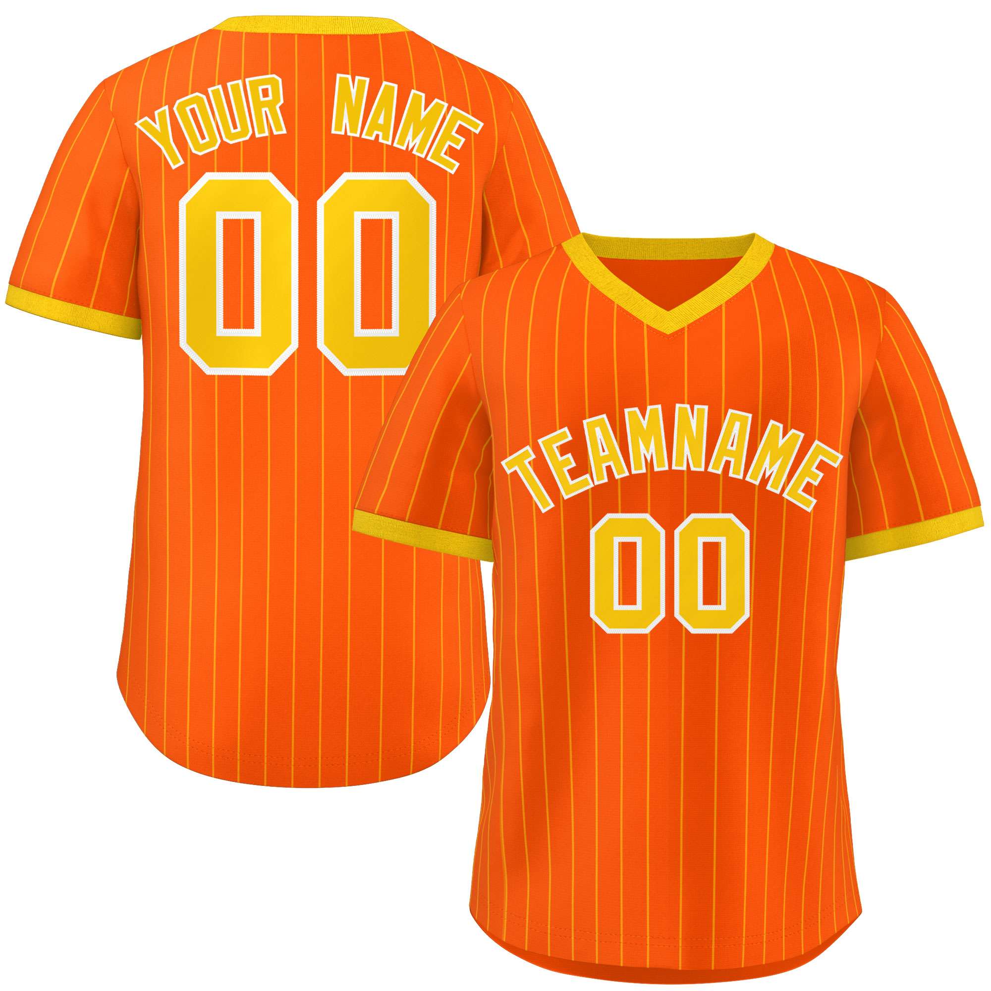 Custom Orange Gold Stripe Fashion Authentic Pullover Baseball Jersey