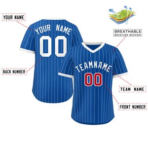 Custom Royal White Stripe Fashion Authentic Pullover Baseball Jersey