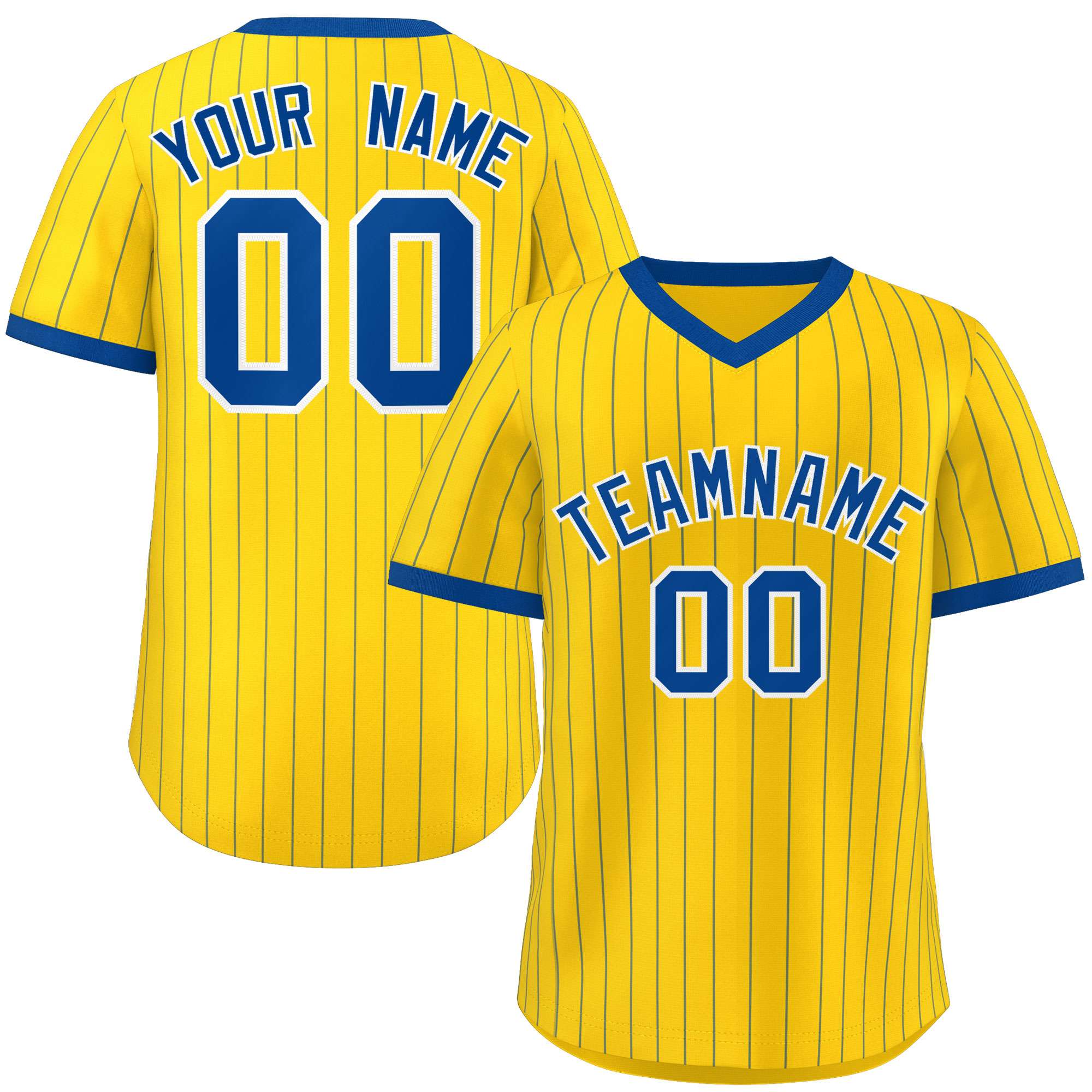 Custom Gold Royal Stripe Fashion Authentic Pullover Baseball Jersey