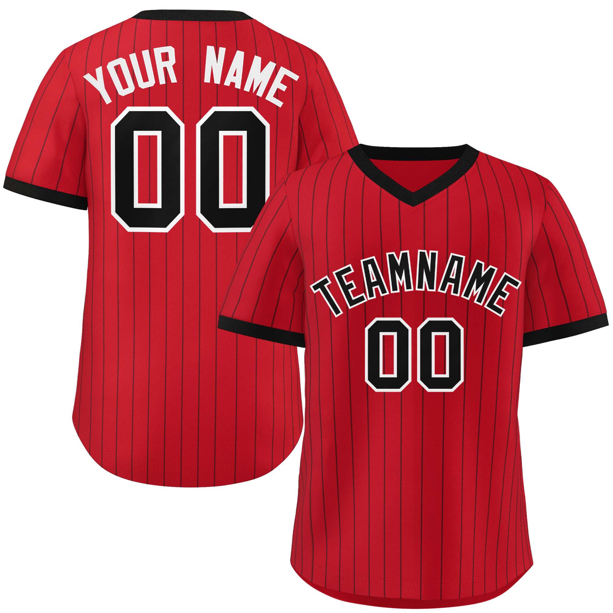 Custom Red Black Stripe Fashion Authentic Pullover Baseball Jersey