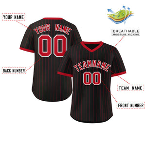 Custom Black Red Stripe Fashion Authentic Pullover Baseball Jersey