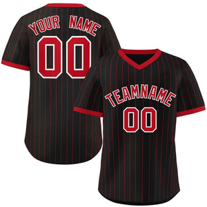 Custom Black Red Stripe Fashion Authentic Pullover Baseball Jersey