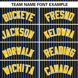 Custom Navy Gold Stripe Fashion Authentic Pullover Baseball Jersey