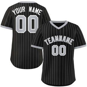 Custom Black Gray Stripe Fashion Authentic Pullover Baseball Jersey