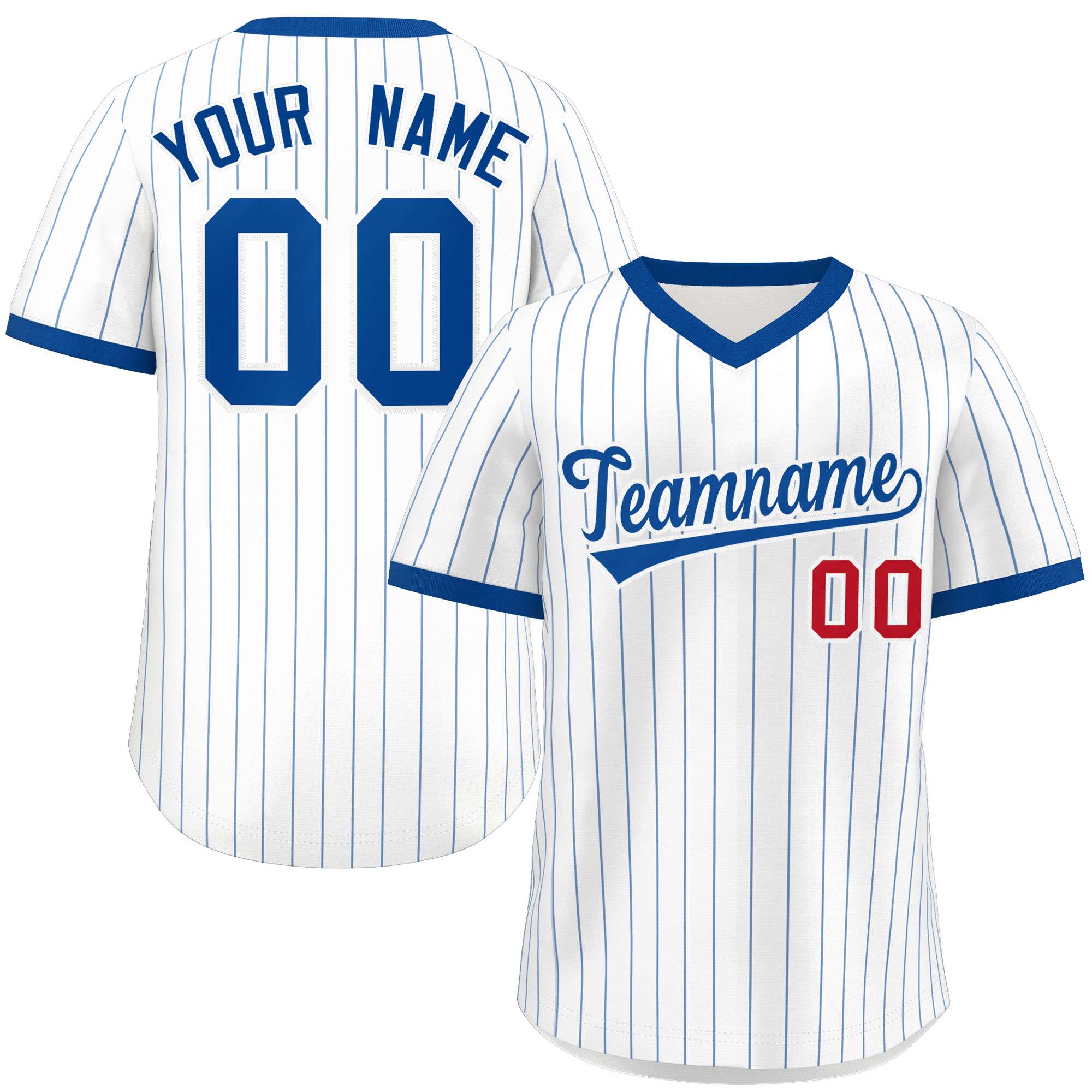 Custom White Royal Stripe Fashion Authentic Pullover Baseball Jersey