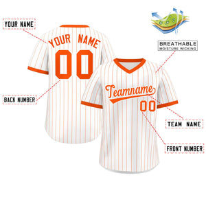 Custom White Orange Stripe Fashion Authentic Pullover Baseball Jersey