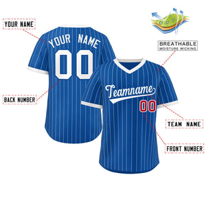 Custom Royal White Stripe Fashion Authentic Pullover Baseball Jersey