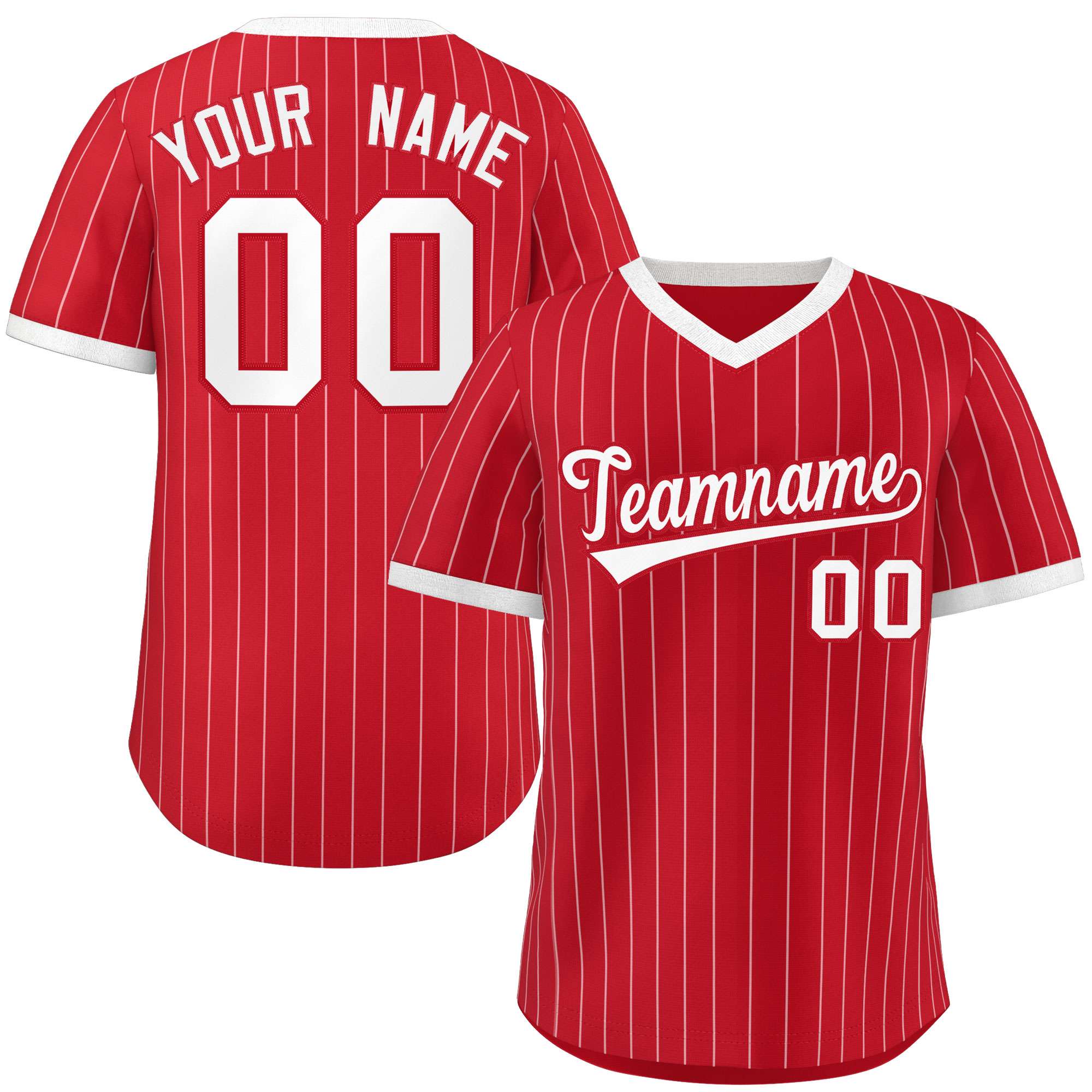 Custom Red White Stripe Fashion Authentic Pullover Baseball Jersey