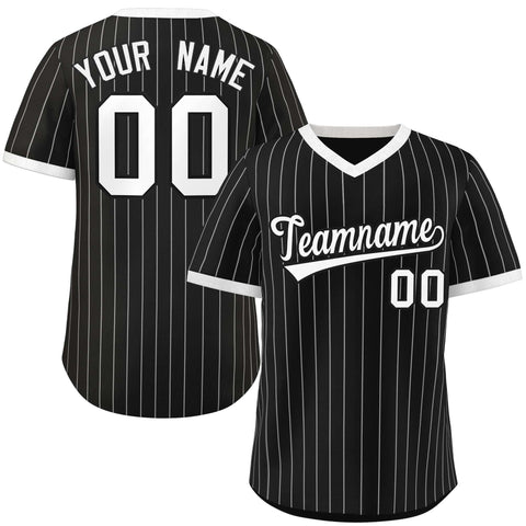 Custom Black White Stripe Fashion Authentic Pullover Baseball Jersey
