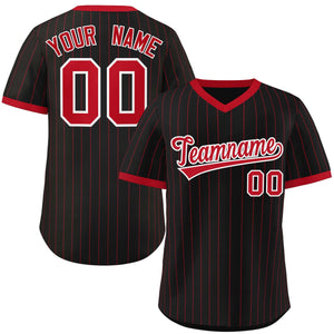 Custom Black Red Stripe Fashion Authentic Pullover Baseball Jersey