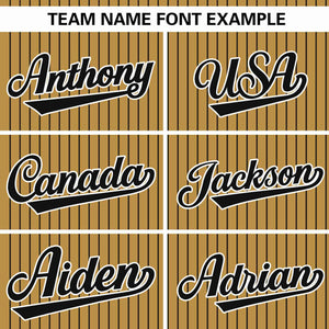 Custom Old Gold Black Stripe Fashion Authentic Pullover Baseball Jersey