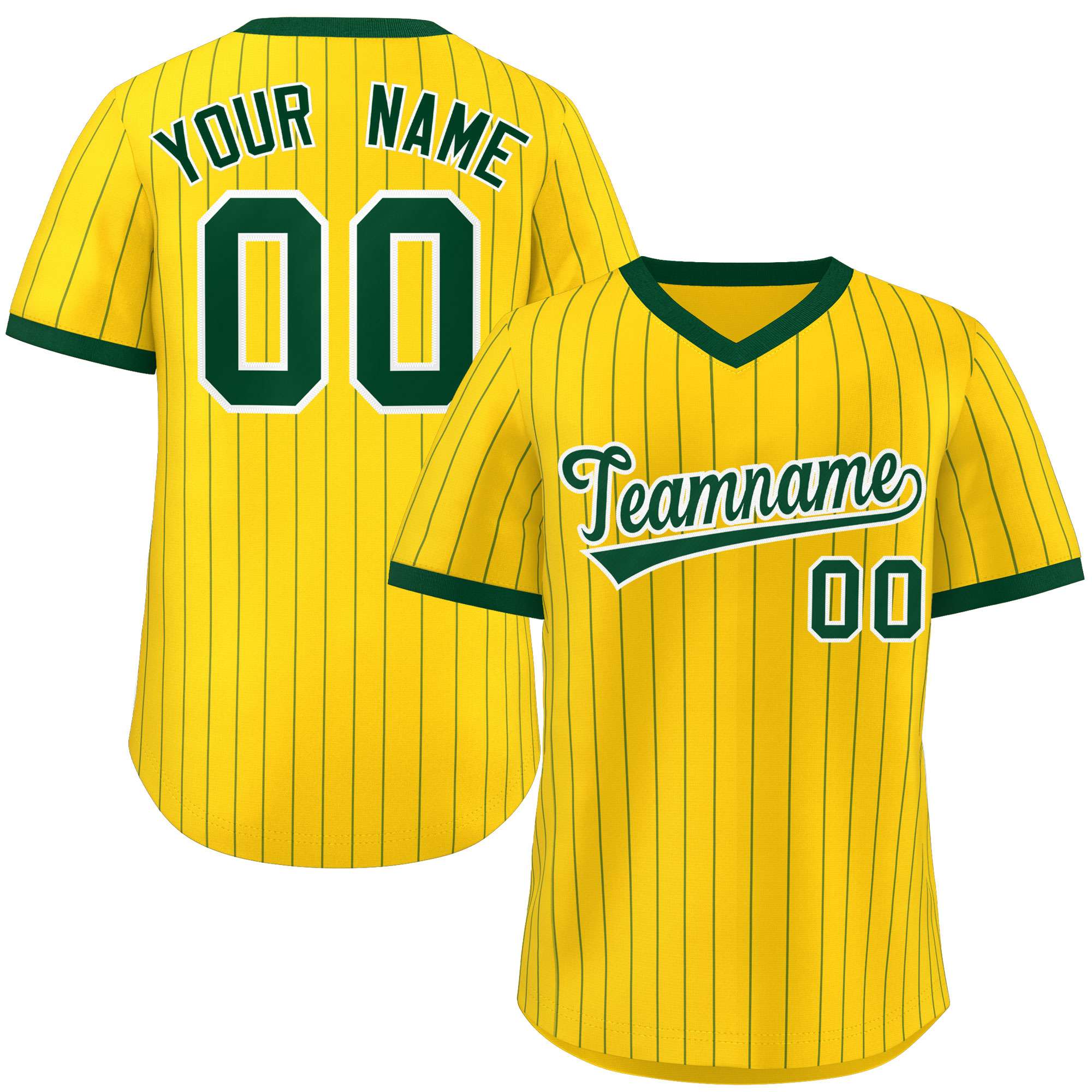 Custom Gold Green Stripe Fashion Authentic Pullover Baseball Jersey