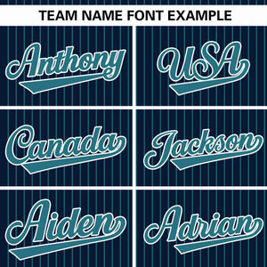 Custom Navy Aqua Stripe Fashion Authentic Pullover Baseball Jersey