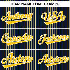 Custom Navy Gold Stripe Fashion Authentic Pullover Baseball Jersey