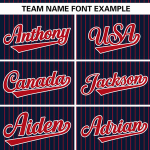 Custom Navy Red Stripe Fashion Authentic Pullover Baseball Jersey