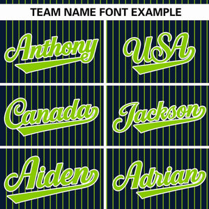 Custom Navy Neon Green Stripe Fashion Authentic Pullover Baseball Jersey